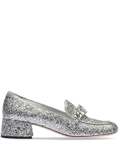miu miu flats antique silver pointy